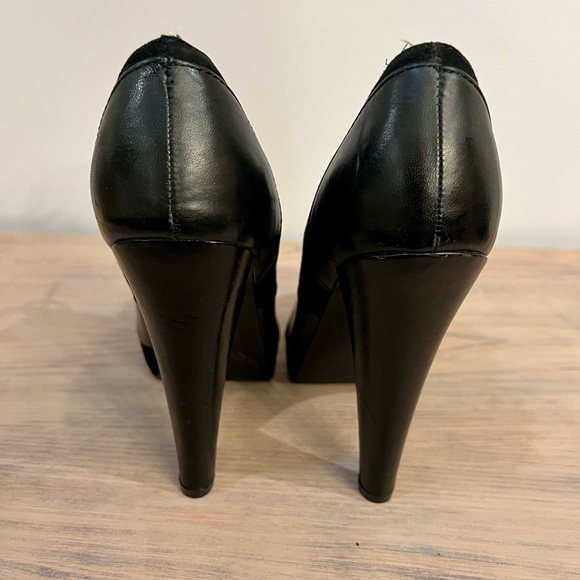 Colin Stuart Black Leather And Suede High Heel Lace-Up Booties - Picture 4 of 10